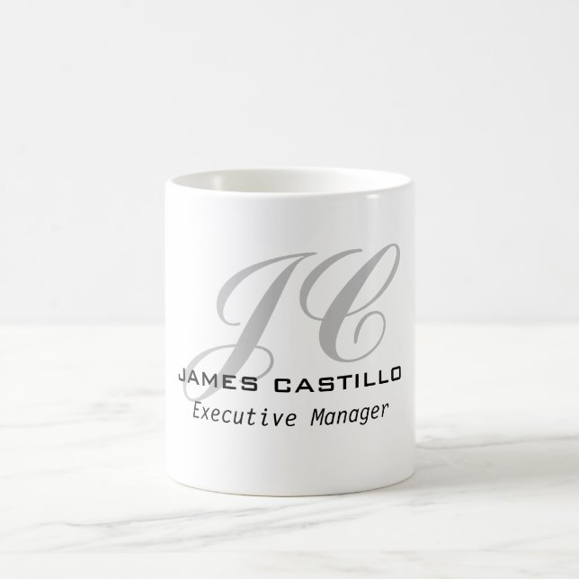 Professionell Modern Calligrahy Monogrammad Kaffemugg (Center)
