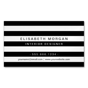 Professionell Modern Classic Black White Rand Visitkortmagnet