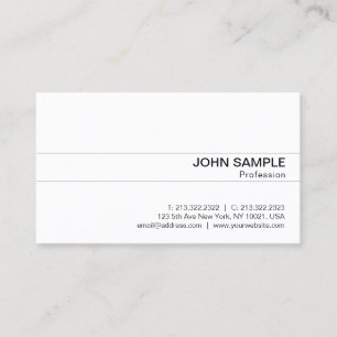 Professionell Modern Classy Sleek White Plain Visitkort
