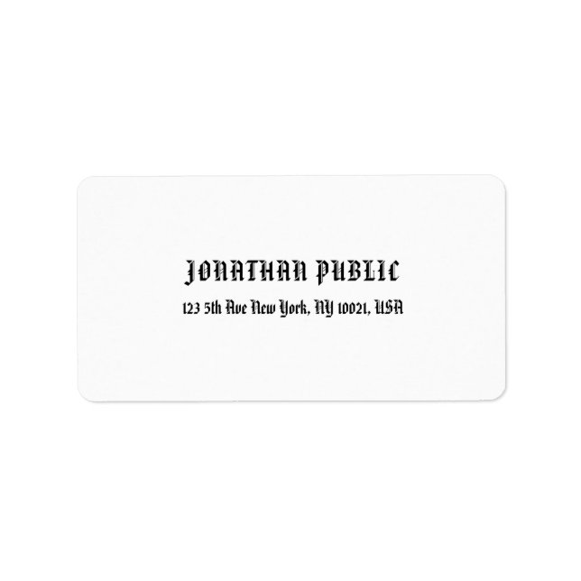 Professionell Modern Clean Elegant White-mall Adressetikett (Framsidan)