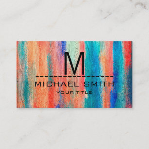 Professionell Modern Colorful Wood Monogram Visitkort