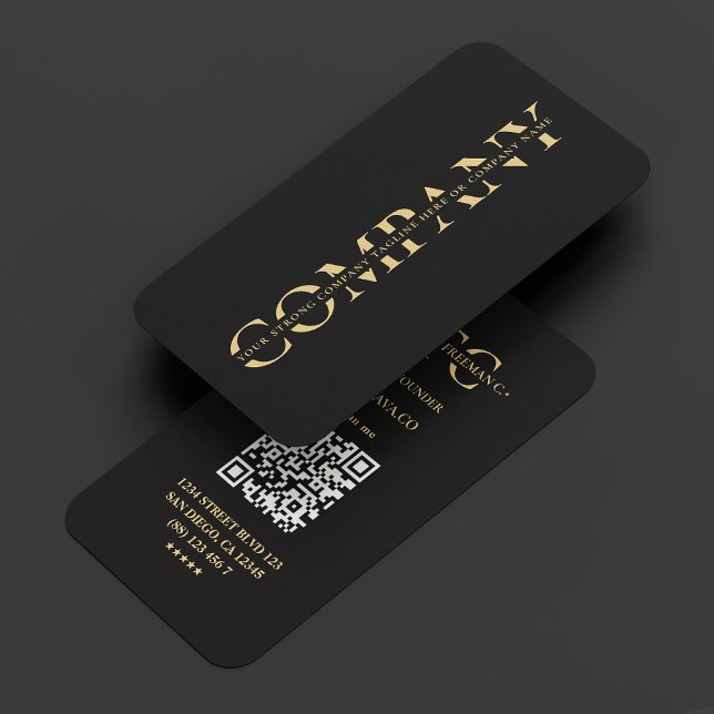 Professionell Modern Company Monogram Black Visitkort (Professional Modern Company Monogram Black Business Card
)