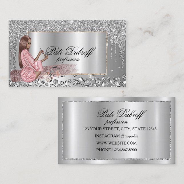 Professionell Modern Corporate Silver Brows Lash Visitkort (Fram/baksida)