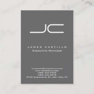 Professionell Modern Dim Grått Monogram Visitkort