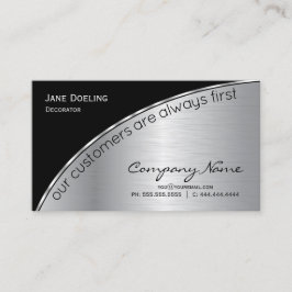 Professionell Modern Elegant Black Brushed Silver Visitkort