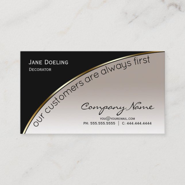 Professionell Modern Elegant Black Champagne Guld Visitkort (Framsida)