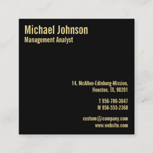 Professionell Modern Elegant Black Faux Guld Anpas Fyrkantigt Visitkort