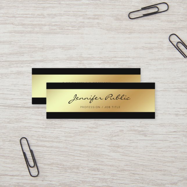 Professionell Modern Elegant Black Guld Chic Mini Visitkort (Fram/Back In Situ)