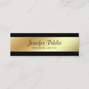 Professionell Modern Elegant Black och Guld Plain Mini Visitkort