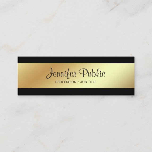 Professionell Modern Elegant Black och Guld Plain Mini Visitkort (Framsida)