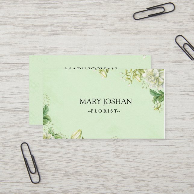 Professionell Modern Elegant Blommigt Florist Visitkort (Fram/Back In Situ)