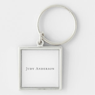 Professionell - modern Elegant ditt namn Fyrkantig Silverfärgad Nyckelring