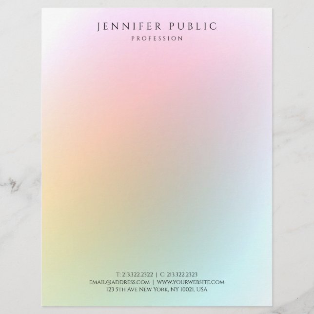 Professionell Modern Elegant för färgstark enkel d Brevhuvud (Framsida)