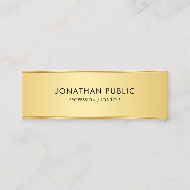 Professionell Modern Elegant Guld Enkel mall Mini Visitkort (Framsida)