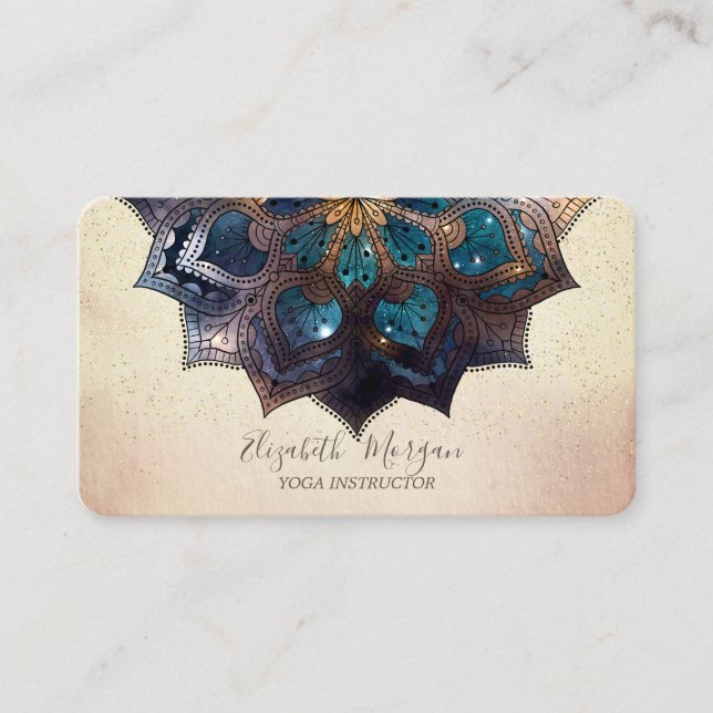 Professionell Modern Elegant Mandala, Konfetti Yog Visitkort (Framsida)