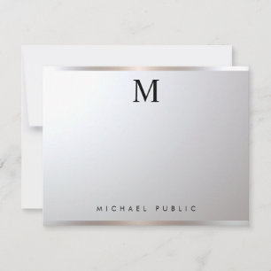 Professionell Modern Elegant Monogram Silver Glam Anteckningskort