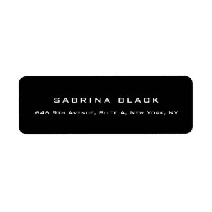 Professionell Modern Elegant Plain Black Returadress Etikett