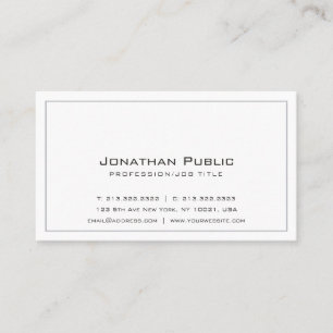 Professionell Modern Elegant Plain Grått White Visitkort