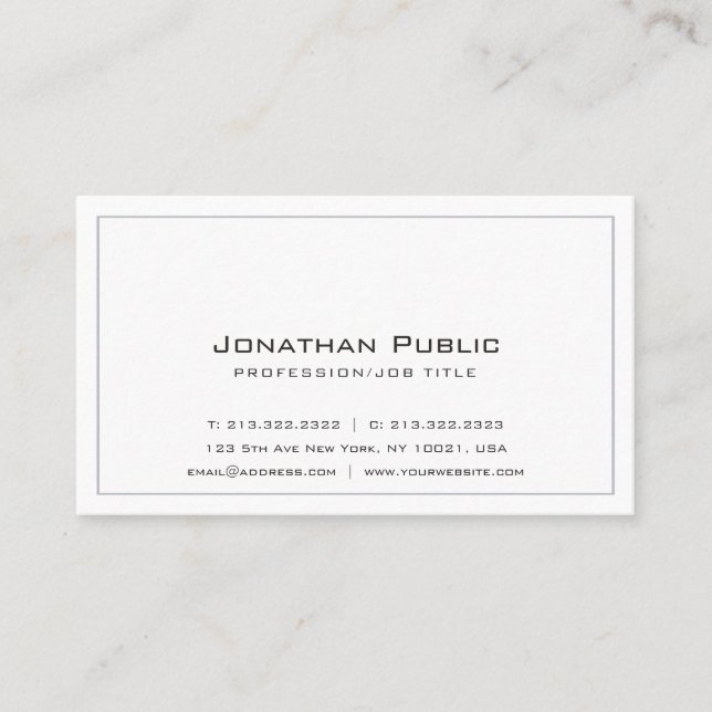 Professionell Modern Elegant Plain Grått White Visitkort (Framsida)