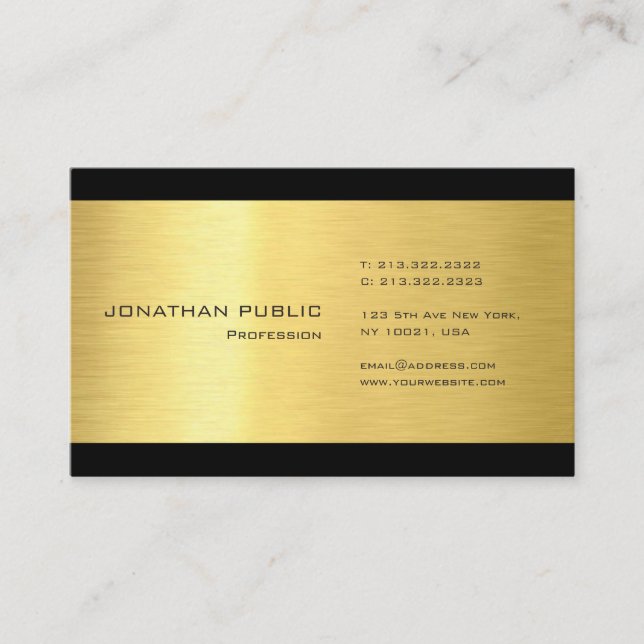 Professionell Modern Elegant Plain Guld Se svart Visitkort (Framsida)