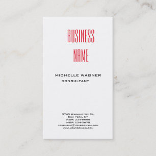 Professionell Modern Elegant Red White Minimalist Visitkort