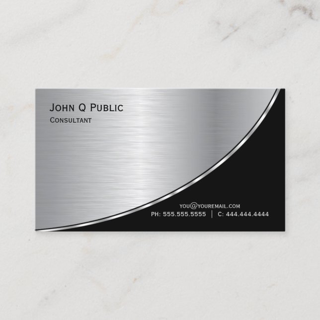 Professionell Modern Elegant Silver Black Visitkort (Framsida)