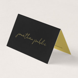 Professionell Modern Elegant, svart och Guld, mapp Visitkort