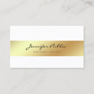 Professionell Modern Elegant Vit Guld Chic Ren Visitkort