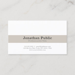Professionell Modern Elegant White Beige Plain Visitkort