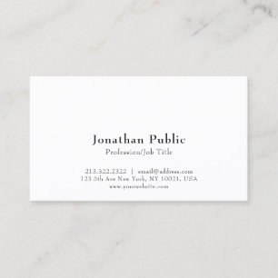 Professionell Modern Elegant White Clean Plain Visitkort
