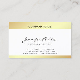 Professionell Modern Elegant White Guld Chic Clean Visitkort