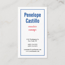 Professionell Modern enkel, blå, röd, vit Visitkort