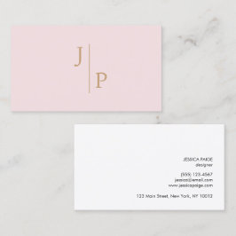 Professionell Modern Enkel monogram Rosa Visitkort