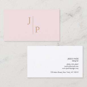 Professionell Modern Enkel monogram Rosa Visitkort