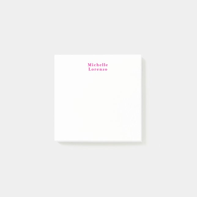 Professionell Modern Enkel Omtänksam Rosa & Vit Post-it Block (Framsida)