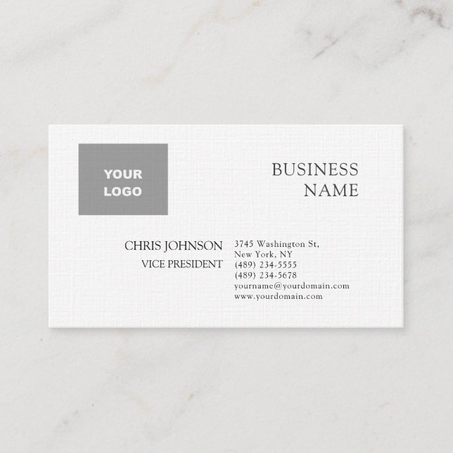 Professionell Modern enkel Premium Linen - vanligt Visitkort (Framsida)