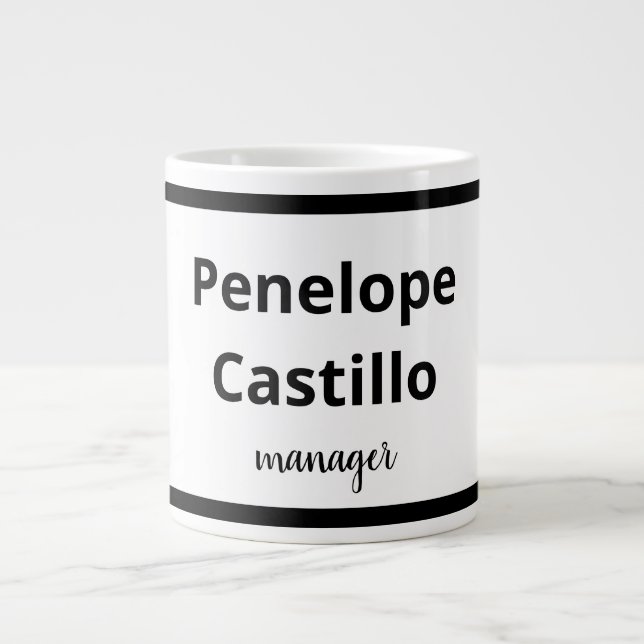 Professionell Modern enkel Snyggt, svart och vit Jumbo Mugg (Framsidan)