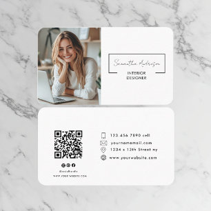 Professionell Modern Foto med QR-kod Visitkort