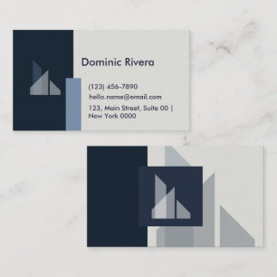 Professionell Modern Geometric Sleek Navy Blue Grå Visitkort