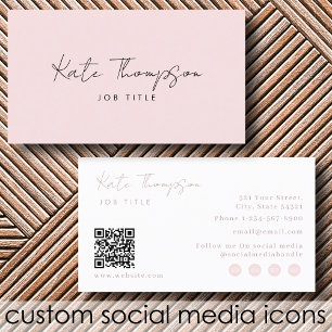 Professionell Modern Girly Rosa - minimalistisk QR Visitkort