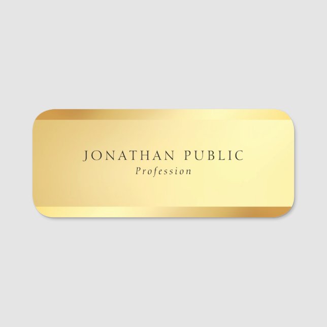 Professionell Modern Glam Guld Enkel mall Namnbricka (Framsida)