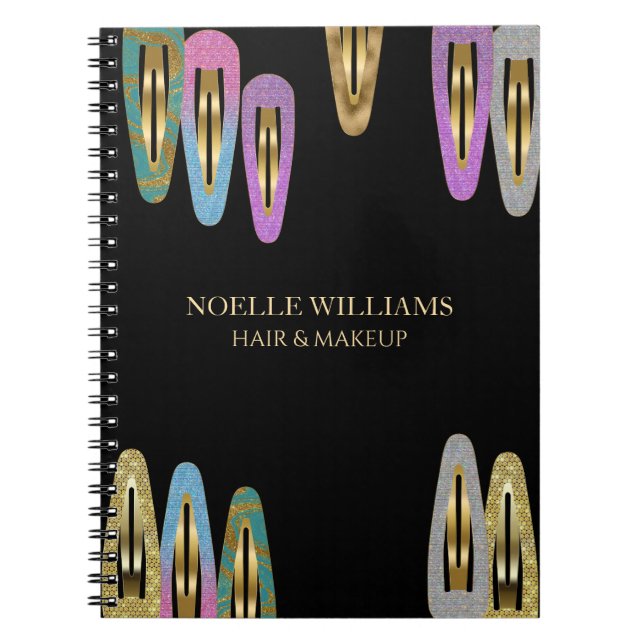 Professionell Modern Glitter Hårklämma Frisör Anteckningsbok (Framsidan)