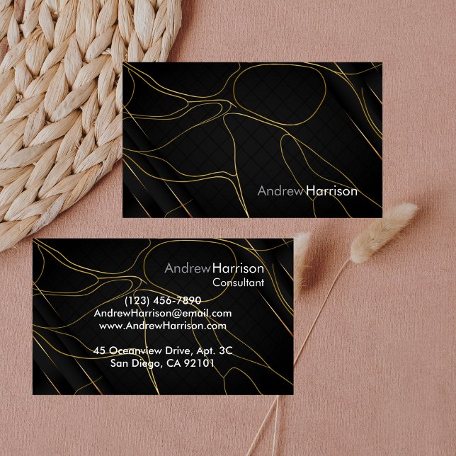 Professionell Modern Golden Black Minimalist Visitkort (Skapare uppladdad)