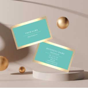 Professionell Modern Golden Mint Blue Visitkort