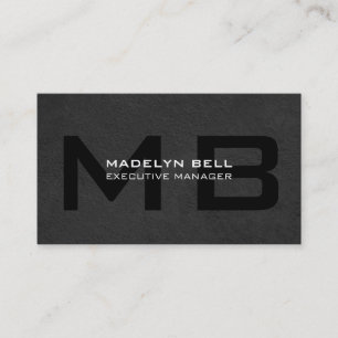 Professionell Modern Grått Black Monogram Visitkort