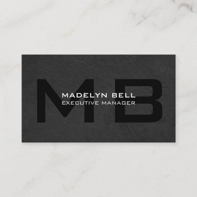 Professionell Modern Grått Black Monogram Visitkort (Framsida)