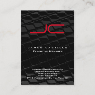 Professionell Modern Grått Black Red Monogram Visitkort