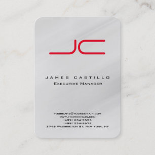 Professionell Modern Grått Red Monogram Minimalist Visitkort