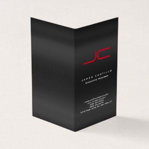 Professionell Modern Grått Red Monogram Visitkort