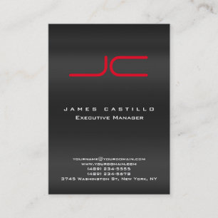 Professionell Modern Grått Red Monogram Visitkort